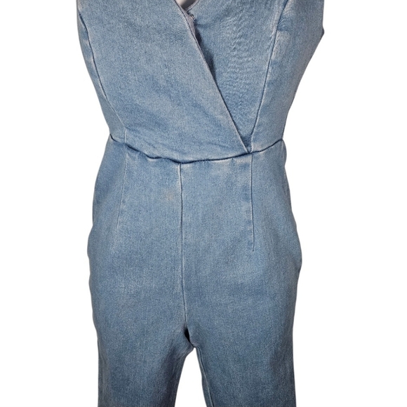 Highway Jeans Spaghetti Strap Jumpsuit Size Small Sleeveless Stretch Blue Denim - Picture 3 of 16